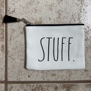 Rae Dunn Stuff White Pouch with Black Tassel
